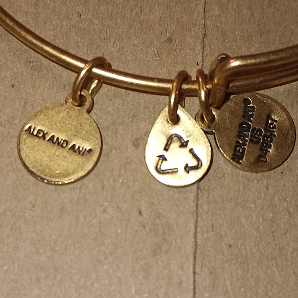 NEW Alex and Ani 'Mermaid' Femininity Charm Bangle Gold Finish - Picture 8 of 9